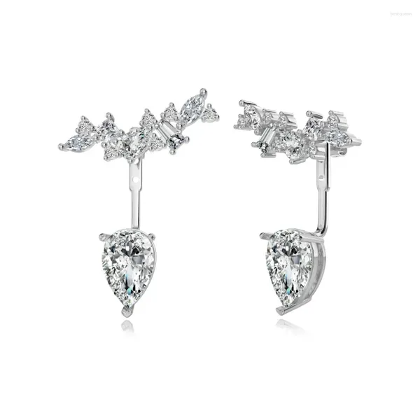 Boucles d'oreilles étalon européen et américain S925 Pure Silver Ear Prendant Pendant Design avec géométrie 8a zircon incrusté de mode polyvalente