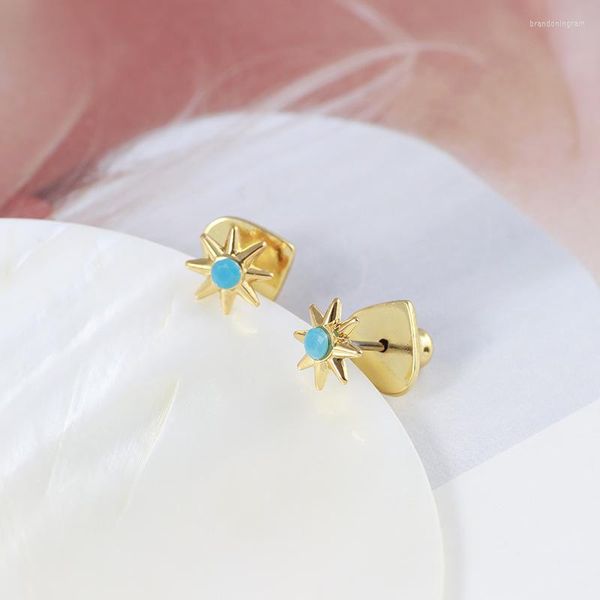 Boucles d'oreilles à clous en résine incrustée de forme de petit soleil, bijoux de marque européenne et américaine, vente en gros