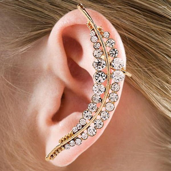 Boucles d'oreilles tendance européenne et américaine, mode Punk exagérée cloutée de diamants, feuille gothique, manchette de fête, Clip d'oreille, bijoux