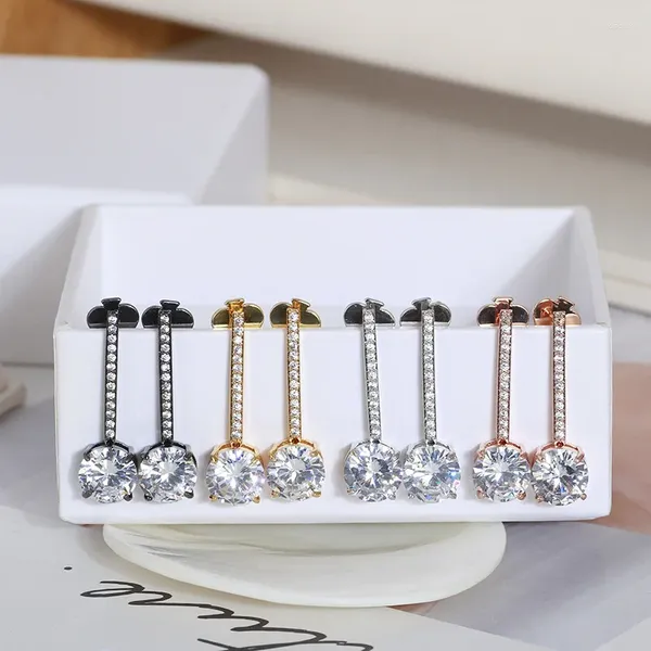 Boucles d'oreilles tendance européenne et américaine, bijoux en Zircon Simple et brillant pour femmes, vente en gros