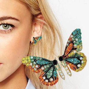 Stud -oorbellen European Fairy Tale Butterfly voor vrouwen kleurrijke strass wing trendy geschenken meisjes vrouw accessoires