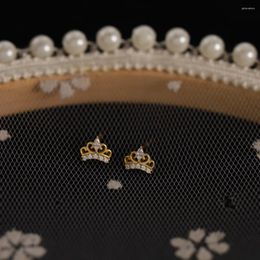 Boucles d'oreilles étalon Evimi Silver Color Style Simple incrusté Crystal Crown Women Classic Vintage Party Dress Up Jewelry