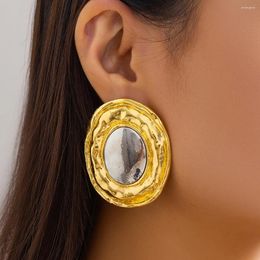 Stud -oorbellen overdreven grote ronde cirkel voor vrouwen klassieke vintage gouden kleur piercing oorbel sieraden accessoires steampunk