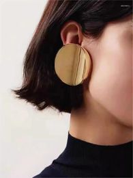Boucles d'oreilles à tige exagérées de grande taille, Clip d'oreille rond creux géométrique pour femmes et filles, Design rétro Unique, bijoux en métal lourd, cadeaux