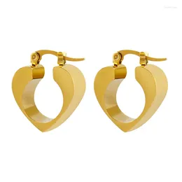 Stud -oorbellen overdreven stijl Hollow Out Heart For Women Punk Accessories Trendy Gold Color Roestvrij stalen sieraden Pendientes