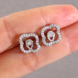 Boucles d'oreilles en forme de trèfle à quatre feuilles, exquises et à la mode, en Zircon, cadeaux d'anniversaire pour femmes, cadeaux de noël, famille, amis, livraison directe, Je Ot5I2