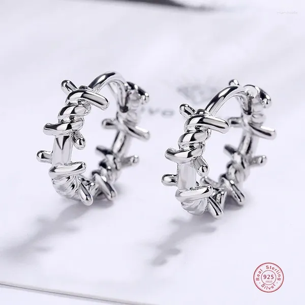 Boucles d'oreilles étalon exquise femelle 925 Bouton rond géométrique de torsion en argent sterling pour les femmes bijoux de mariage pendents