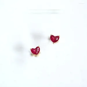 Boucles d'oreilles exquises noble rose rouge amour coeur luxe simple simple mini-or galets coréens de mode de mode bijoux