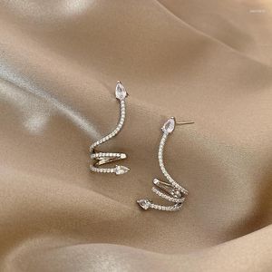Boucles d'oreilles exquise strass brillant Zircon à la mode rue serpent pour dames filles avec oreille Clip fête bijoux cadeaux