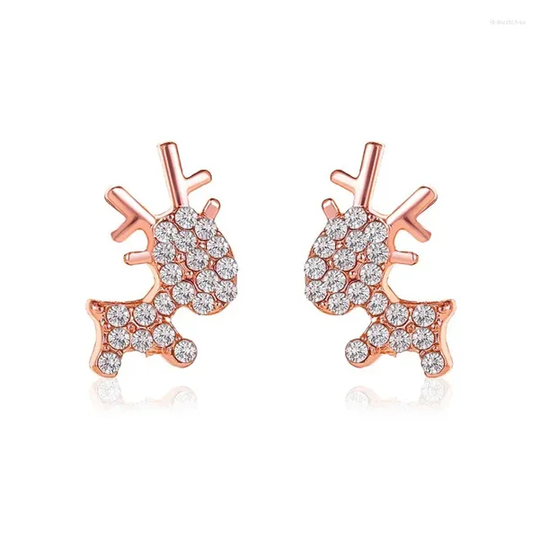 Boucles d'oreilles en forme d'élan de noël pour femmes, exquises et simples, cristal mignon personnalisé en Zircon, bijoux Super féeriques, cadeaux