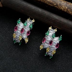 Boucles d'oreilles à tige EYER Unique irrégulière luxe multicolore zircone cubique bijoux géométriques mode de niche avancée