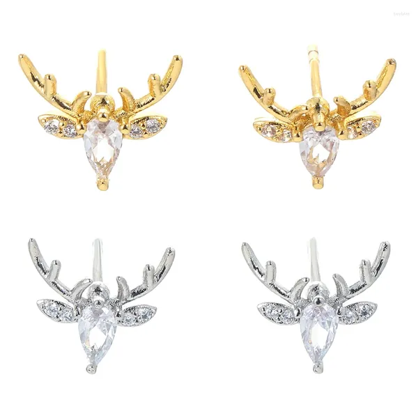 Boucles d'oreilles Stud Eyika Exquise Zircon Deer pour femmes mignons Animal Boucle d'oreille Pendientes Bijoux d'oreille Accessoires de Noël