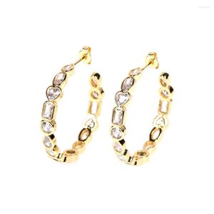 Stud -oorbellen Eyika Fashion Big Pave Luxe hart Ronde Geometrie Clear Shiny Zirkon Gold Color Pendientes Women Wedding Sieraden