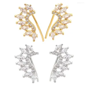 Boucles d'oreilles EYIKA Mode Femmes Wrap Piercing Clip Filles À La Mode Cristal Zircon Feuille Oreille Manchette Or Argent Couleur Élégant Bijoux Cadeau