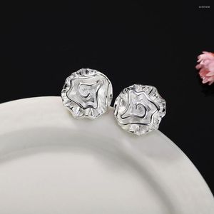 Pendientes de tuerca Directo de fábrica 925 Color Plata Rosa Flor Pendiente para mujer Moda de alta calidad Joyería de fiesta fina Regalos de vacaciones