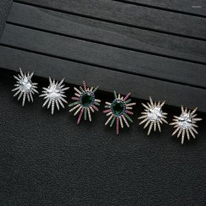 Boucles d'oreilles à clous pour femmes, célèbre feu d'artifice de luxe, breloque pour mariage, Micro CZ cubique, Zircon, dubaï, bohême, E9618