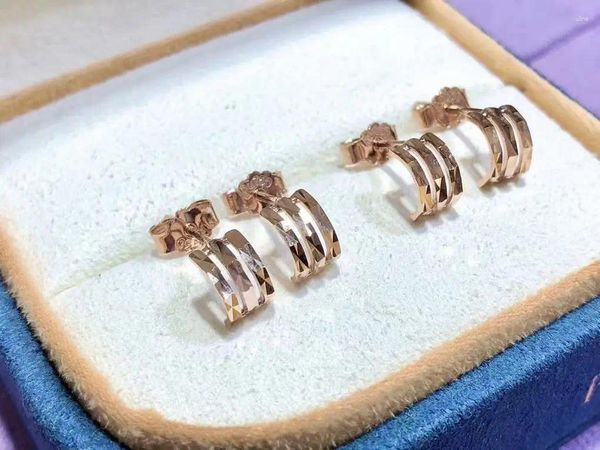 Pendientes de tuerca de moda de oro auténtico de 18 quilates en forma de C, orejera circular, Huggie 9K 10K, Piercing para el trago, Mini pendiente de gota pequeño, Bisutería