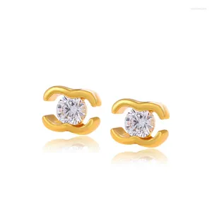 Boucles d'oreilles Fashion 24k Gold Wave Zircon Brouille à oreilles Classical Gilded Ooys For Women Exquis Bijoux DÉCORATIONS 2024