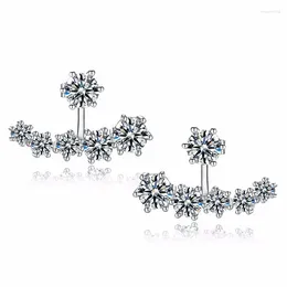 Boucles d'oreilles à la mode en argent 925, aiguille brillante, zircone cubique, perles de cristal, tour de cou pour femmes, Bijoux de mariage Brincos