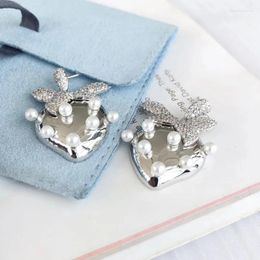Boucles d'oreilles Fashion 925 Sterling Silver Diamond Sparkling Fraises Perle pour femmes Bijoux de luxe Accessoires de fête haut de gamme