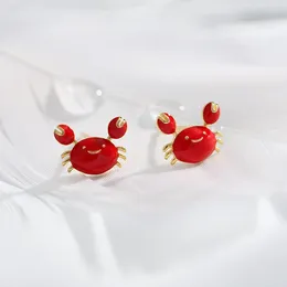 Boucles d'oreilles Stud Fashion 925 Crabe rouge en argent sterling pour femmes BIJOTS DE CONDUCTION GIEL