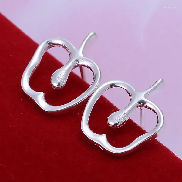 Boucles d'oreilles à clous en argent Sterling 925 pour femmes, jolie pomme creuse, bijoux de noël, de saint-valentin, cadeau de haute qualité