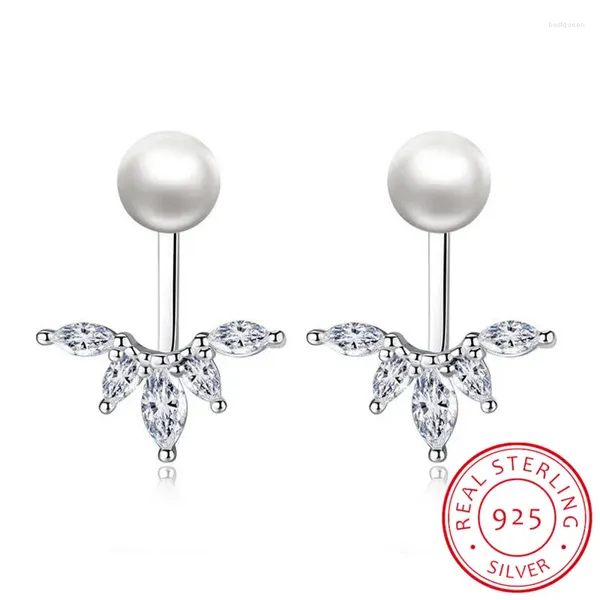 Boucles d'oreilles mode 925 en argent Sterling forme de cheval zircone queue de paon perle pour les femmes bijoux fins S-E263