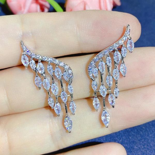 Boucles d'oreilles ailes d'ange et Zircon cubique pour femmes, bijoux fins de marque à la mode, 2024