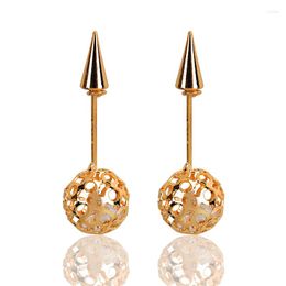 Stud -oorbellen Modemerk Hollow Out Ball Form Shining Screw Earring voor vrouwen Gold Color Sieraden Brincos