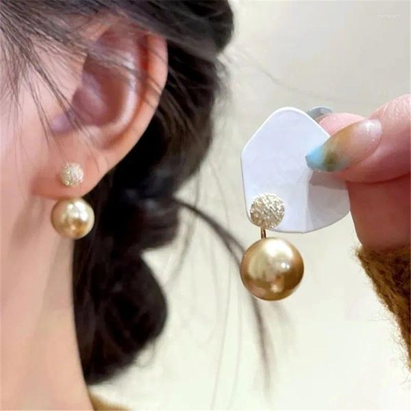 Boucles d'oreilles mode Champagne perle pour femmes créatives avant et arrière Simple Bijoux de luxe boucles d'oreilles Bijoux