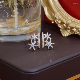 Stud oorbellen mode charme glans sneeuwvlok vorm temperament zirkonia delicate elegante gepersonaliseerde glamour sieradenstud