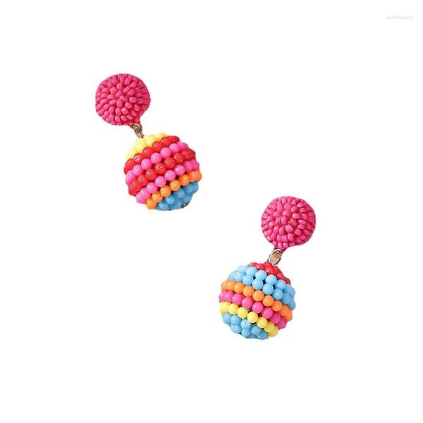 Boucles d'oreilles mode boule colorée pleine perlée acrylique balancent pour les femmes 2023 tendance Boho luxe Design Pendientes fête bijoux
