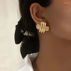 Stud Oorbellen Mode Creatieve Metalen Twist Cross Earring Voor Vrouwen Minimalistische Gouden Kleur Geometrische Verklaring Party Sieraden Geschenken