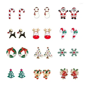 Pendientes de tuerca a la moda, bonitos dibujos navideños de Papá Noel, campanas de alce, pendientes de copo de nieve, joyería para mujeres y niñas, regalos de navidad