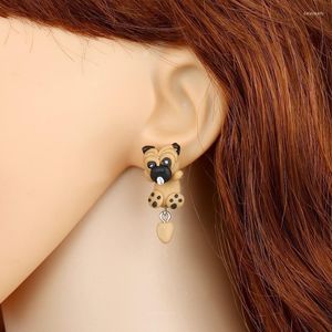 Boucles d'oreilles mode mignon à la main en argile polymère doux Sharpei carlin chien pour les femmes dessin animé Animal boucle d'oreille bijoux cadeau