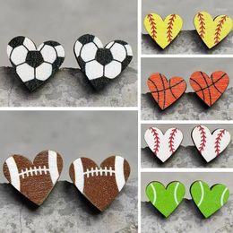 Stud Oorbellen Mode Schattig Hart Voetbal Houten Voor Vrouwen Cool Voetbal Rugby Basketbal Honkbal Meisje Oorbel Accessoire