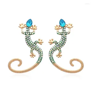 Boucles d'oreilles mode mignon lézard strass Gecko pour les femmes tendance Cool Punk Animal bijoux Oorbellen Brincos