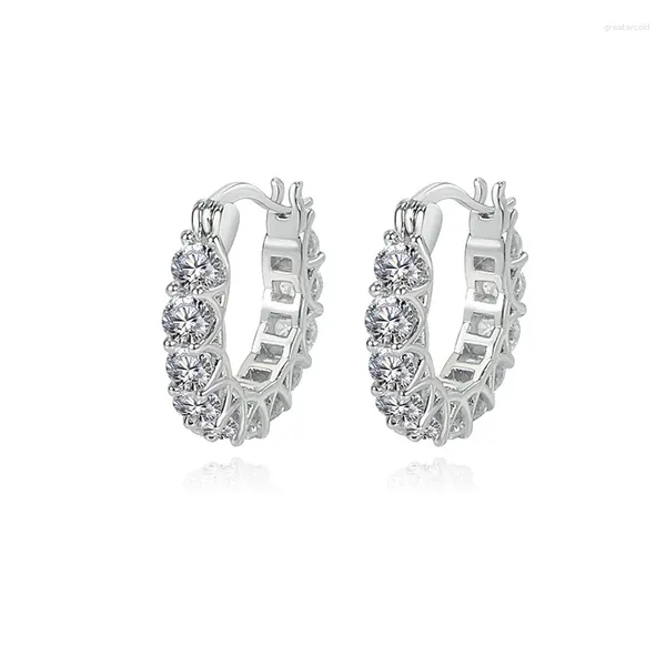 Boucles d'oreilles Stud Fashion CZ Hoop pour femmes couleurs argentées Crystal Girl Hoops Jewelry Gift Wholesale Brinco Bijoux