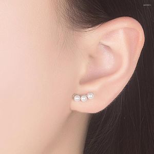 Pendientes de tachuelas Fashion Elegant One Word Pearl Enlaid For Women Real 925 Sterling Silver Lady Jewelry Hermosa