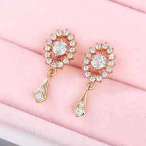 Boucles d'oreilles à clous pour femmes, couleur or exquise, pendentif en zircone cubique, petit pour dames