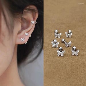 Stud Oorbellen Mode Prachtige Zilveren Kleur Vlinder Oor Piercing Accessoires Voor Vrouwen Bone Studs Charm Sieraden