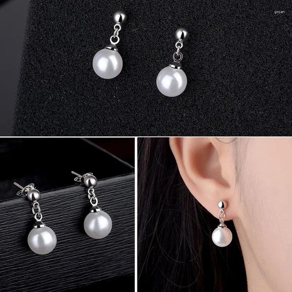 Boucles d'oreilles mode femme 925 argent aiguille ronde perle perle gland pour femmes filles déclaration fête bijoux Pendientes