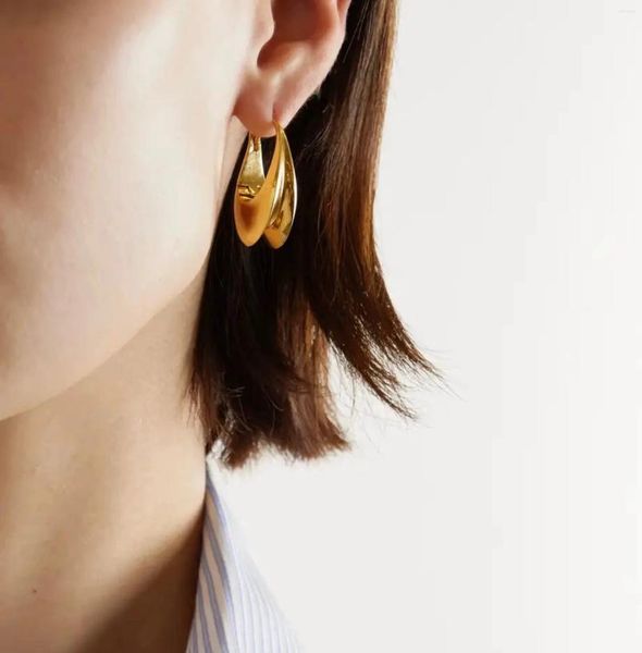 Boucles d'oreilles à tige en laiton plaqué or 24 carats, marque de styliste français, Vintage, bijoux de luxe, Boutique