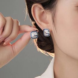 Boucles d'oreilles à la mode lettre G pour femmes, cuivre blanc bleu époxy géométrique, accessoires de perçage, bijoux cadeaux
