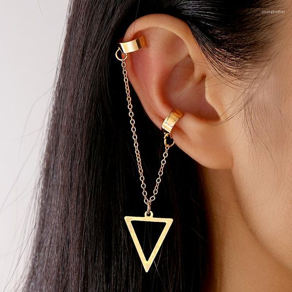 Boucles D'oreilles De Mode Or Couleur Géométrie Triangle Chaîne Clip D'oreille Pour Les Femmes Boho Papillon Coeur Boucle D'oreille Perle Gland Dangle Bijoux