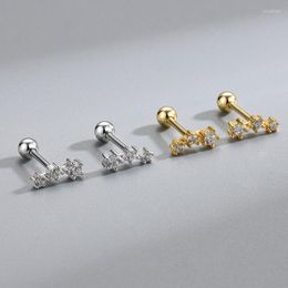 Pendientes de tuerca a la moda, Color dorado y plateado, cartílago pequeño, Piercing de circón para mujer, regalo de joyería