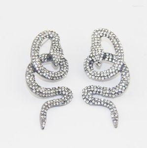 Stud -oorbellen mode sieraden vol kristal strass charme pistool zwarte kleur slinging flash boor slang oor noppen voor vrouwen geschenken