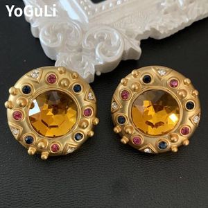 Boucles d'oreilles étalon bijoux vintage tempérament en verre brun rond pour femmes cadeaux de mariage girl