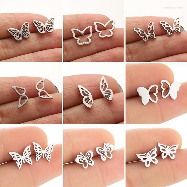 Pendientes de tuerca a la moda de mariposa bonita coreana para mujeres y niños, Mini pendientes de animales con insectos, joyería romántica, accesorios góticos