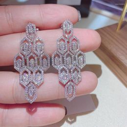 Boucles d'oreilles mode dame grand cristal boucle d'oreille cubique zircone déclaration femmes désherbage bijoux Vintage E-487